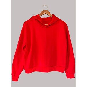 Red Hoodie crop XL Soft Polyester Pullover With Hood Casual Long Sleeve Top